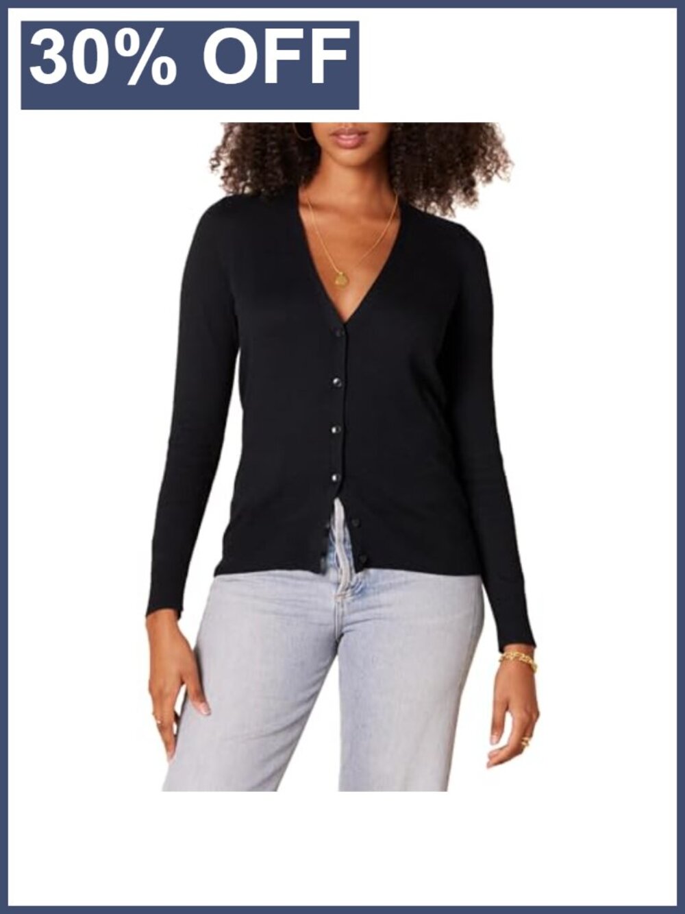Women's Lightweight V-Neck Button Front Cardigan Sweater Long Sleeve